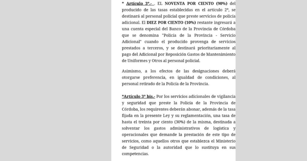 CÓRDOBA: ¿QUIEN SE QUEDA Y DONDE VA EL 40% DE IMPUESTOS QUE COBRA EL GOBIERNO POR EL SERVICIO ADICIONAL POLICIAL. portada noticias (41)