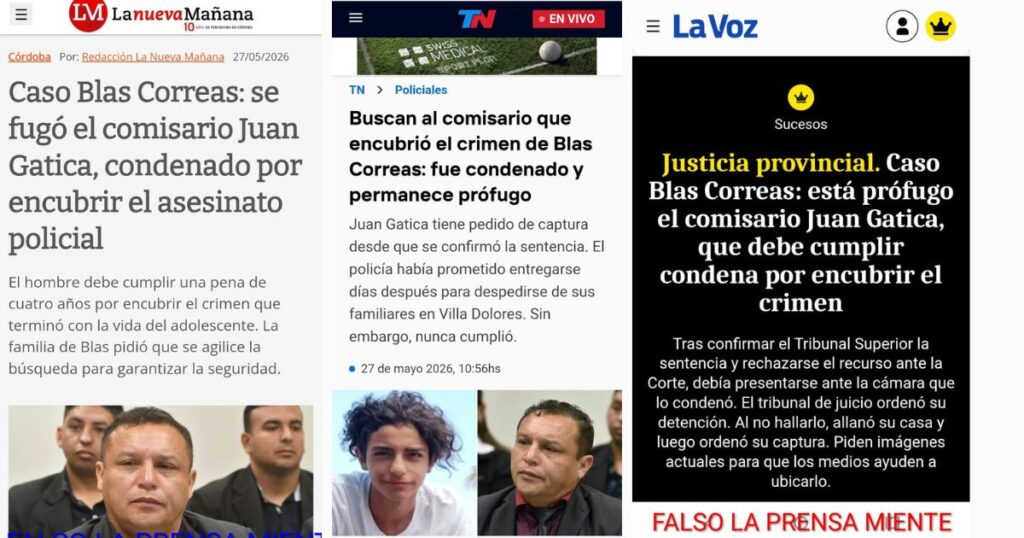CASO BLAS CORREA: LA PRENSA MIENTE DESCARADAMENTE Y SIN PONERSE COLORADA. portada noticias 2026 05 27t135829.582